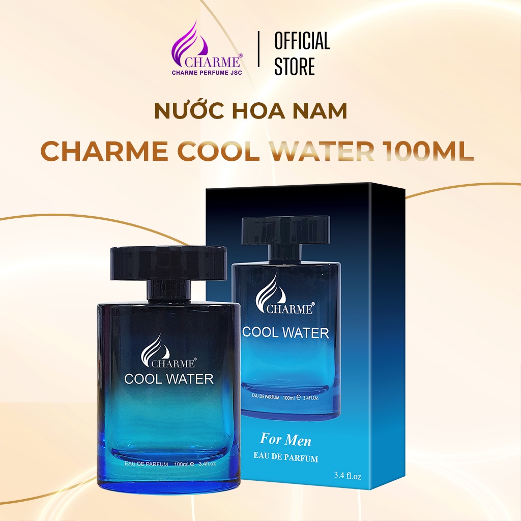 Nước hoa nam chính hãng CHARME Cool Water cao cấp lưu hương lâu trên 8 giờ hương thơm mạnh mẽ thanh lịch chai 100ml