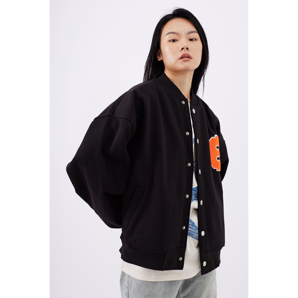 Áo khoác bóng chày nỉ bông nam nữ unisex logo thêu BASEBALL EASY JACKET