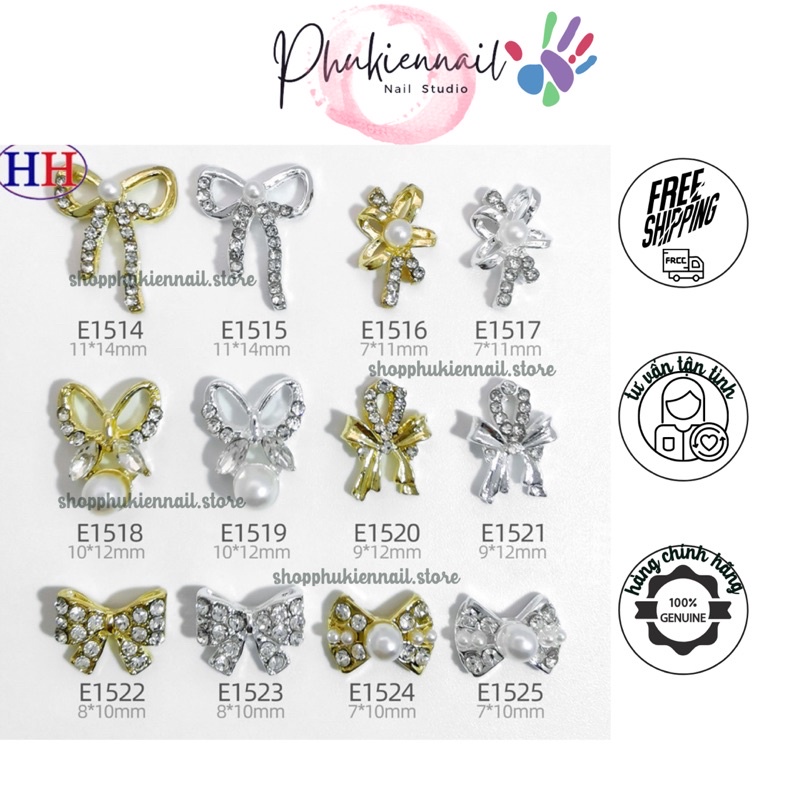 Charm nơ gắn đá cao cấp cham gắn nail