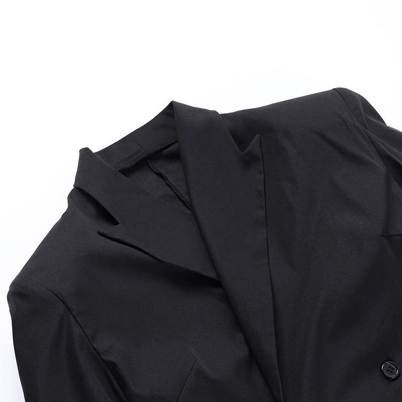 Áo Khoác Blazer Tay Dài Cổ Bẻ Dáng Rộng Có Đệm Vai