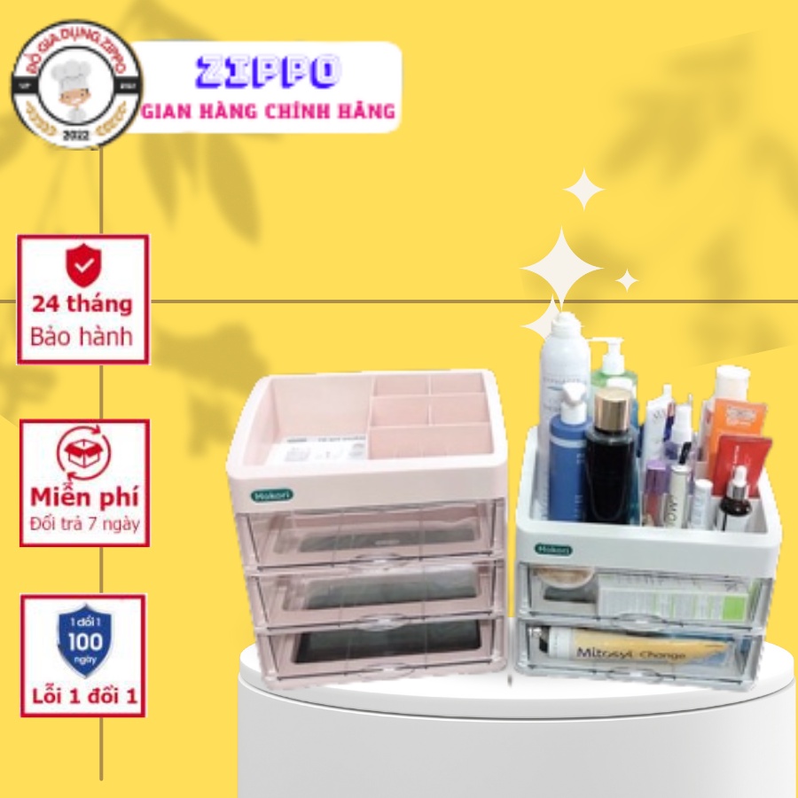 Tủ nhựa mini đa năng trong suốt, tủ nhựa để bàn tiện ích Hokori