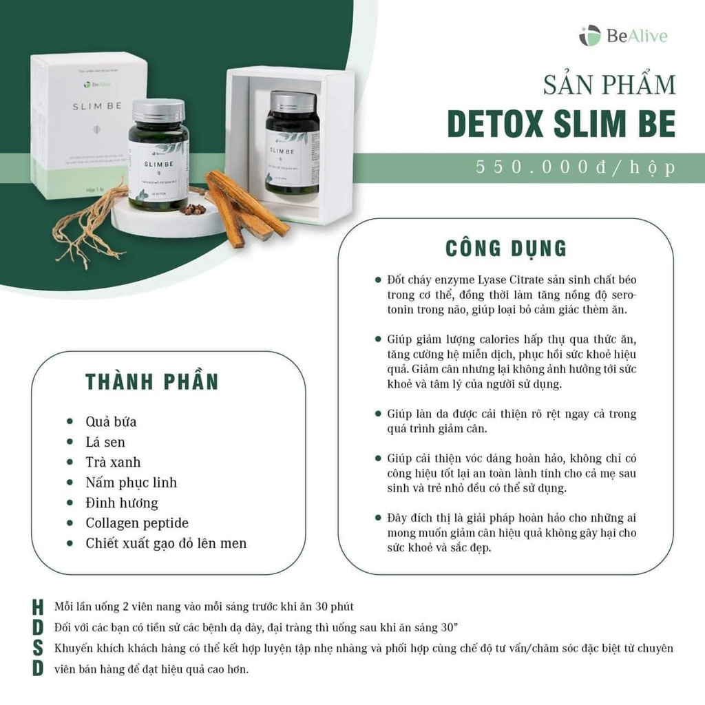 Giảm Cân Slim Be Của BEALIVE Hộp 30 Viên Chính Hãng Giúp Giảm Cân An Toàn