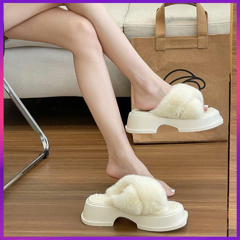 2022 dép lông chéo đế dày lười mẫu mới