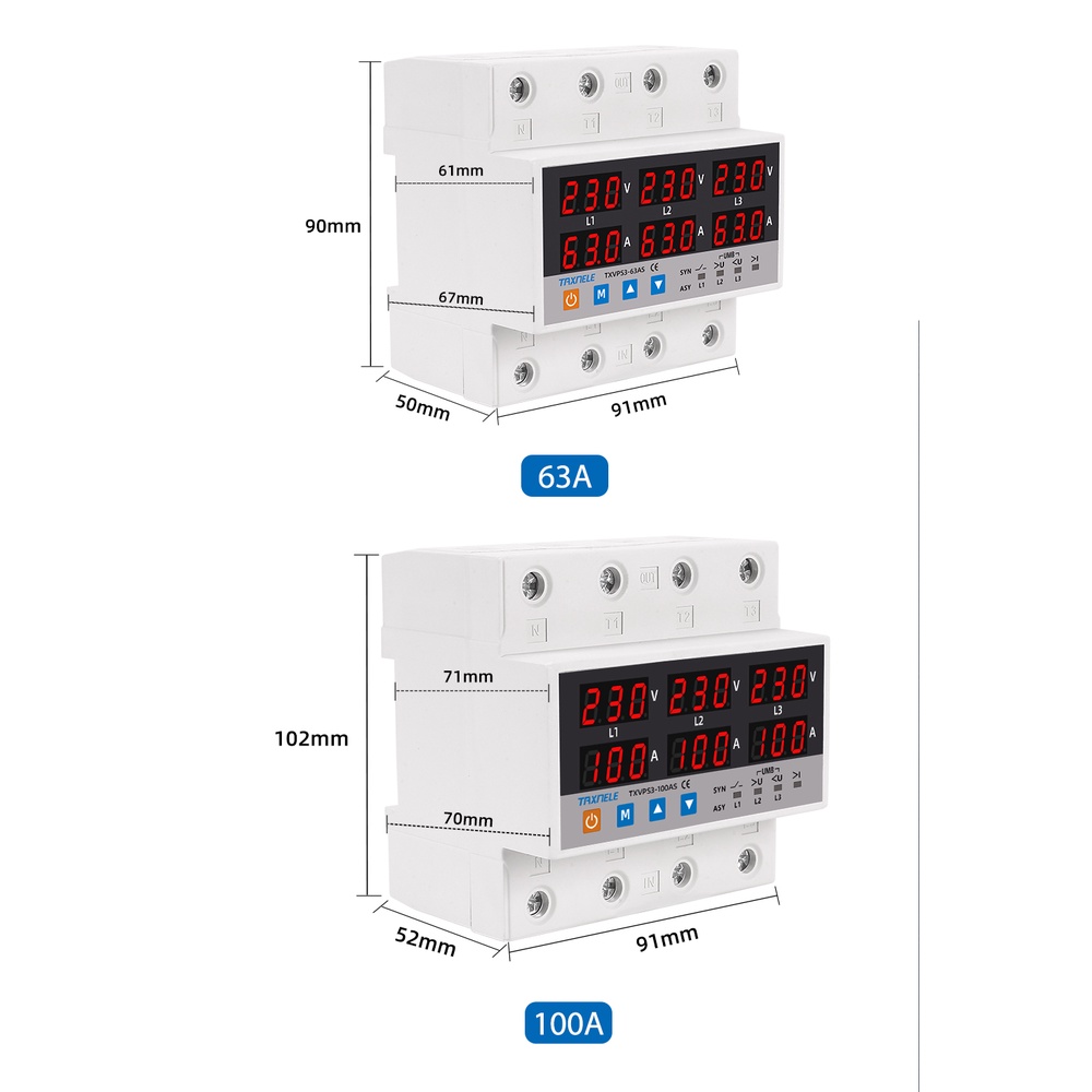 Rơ Le Bảo Vệ Vôn Kế 3 Phase 63A SYN ASYNC