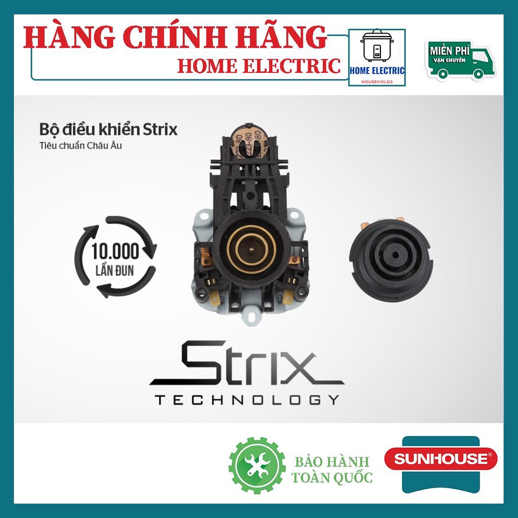 Âm siêu tôc thuy tinh 1.7L Sunhouse SHD1330 Bảo hành chính hãng 12 tháng trên toàn quốc ĐỔI TRẢ 7 NGÀY