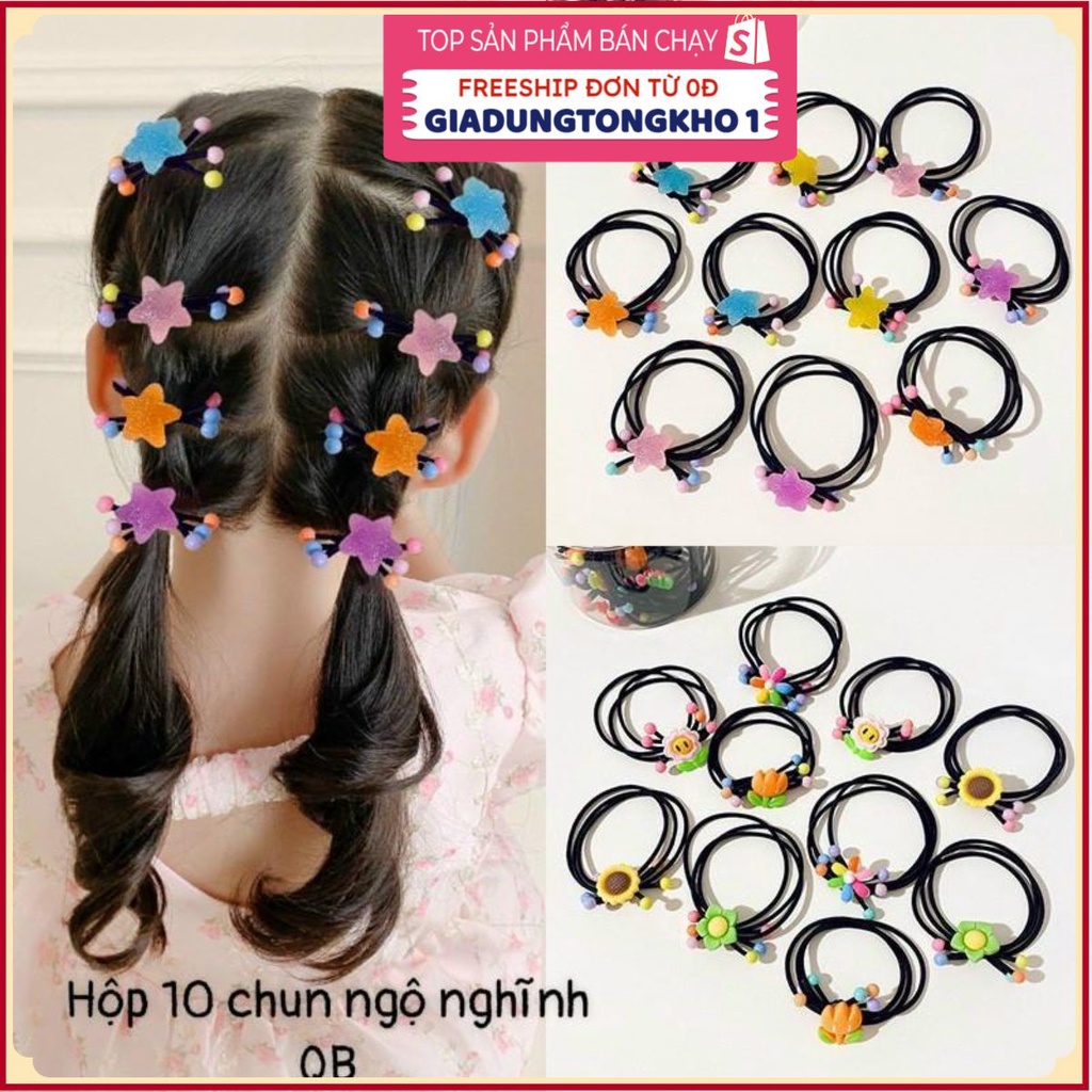 PVN54650 Hộp 10 Dây Cột Tóc Cỡ Lớn Dễ Thương Cho Bé Gái Giá Rẻ