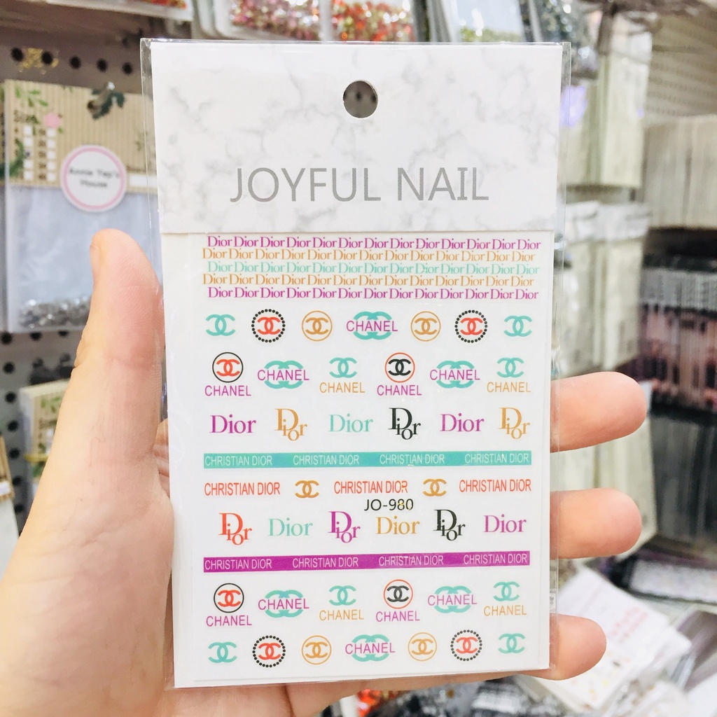 Sticker dán móng, nail sticker thương hiệu, sticker bướm, lá bài nhiều mẫu xinh xắn, dụng cụ làm móng