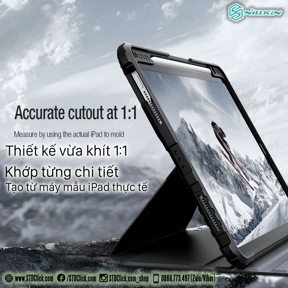BAO DA IPAD PRO M2 12.9 - M1 12.9 - M2 11 2022 - M1 11 2021 - 11 2020 - AIR 10.9 - 12.9 NILLKIN BUMPER SNAPSAFE CH.HÃNG