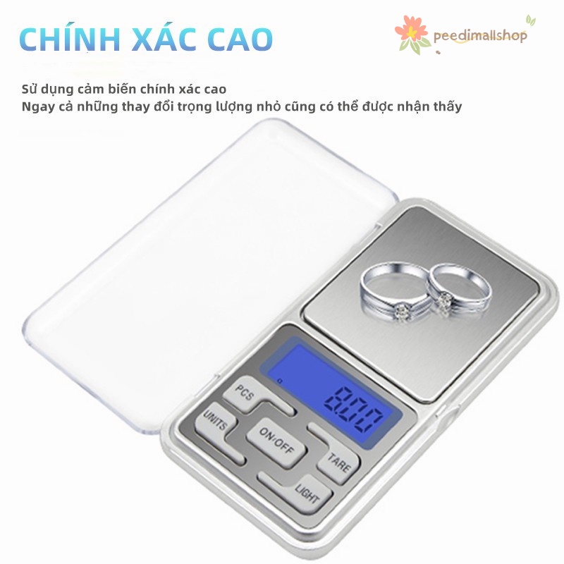 Cân Điện Tử Mini Cân điện tử Cân nhà bếp Cân tiểu li điện tử bỏ túi độ Mini chính xác cao 200g/0.01g 500g/0.01g TẶNG2PIN
