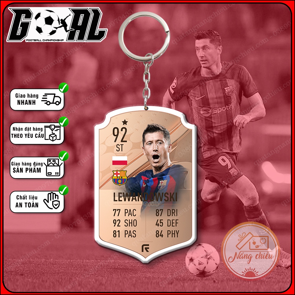 Móc khóa cầu thủ Lewandowski-phụ kiện treo balo túi xách cao cấp-chân sút xuất sắc yêu thích nhất Barcelona[4001-4014]