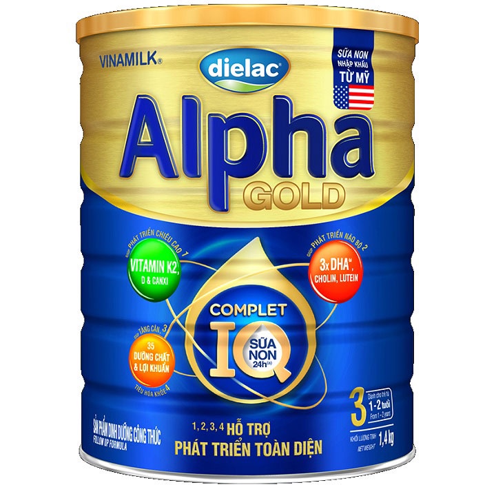 Sữa bột Dielac Alpha Gold IQ 3 1.4kg HSD 2025