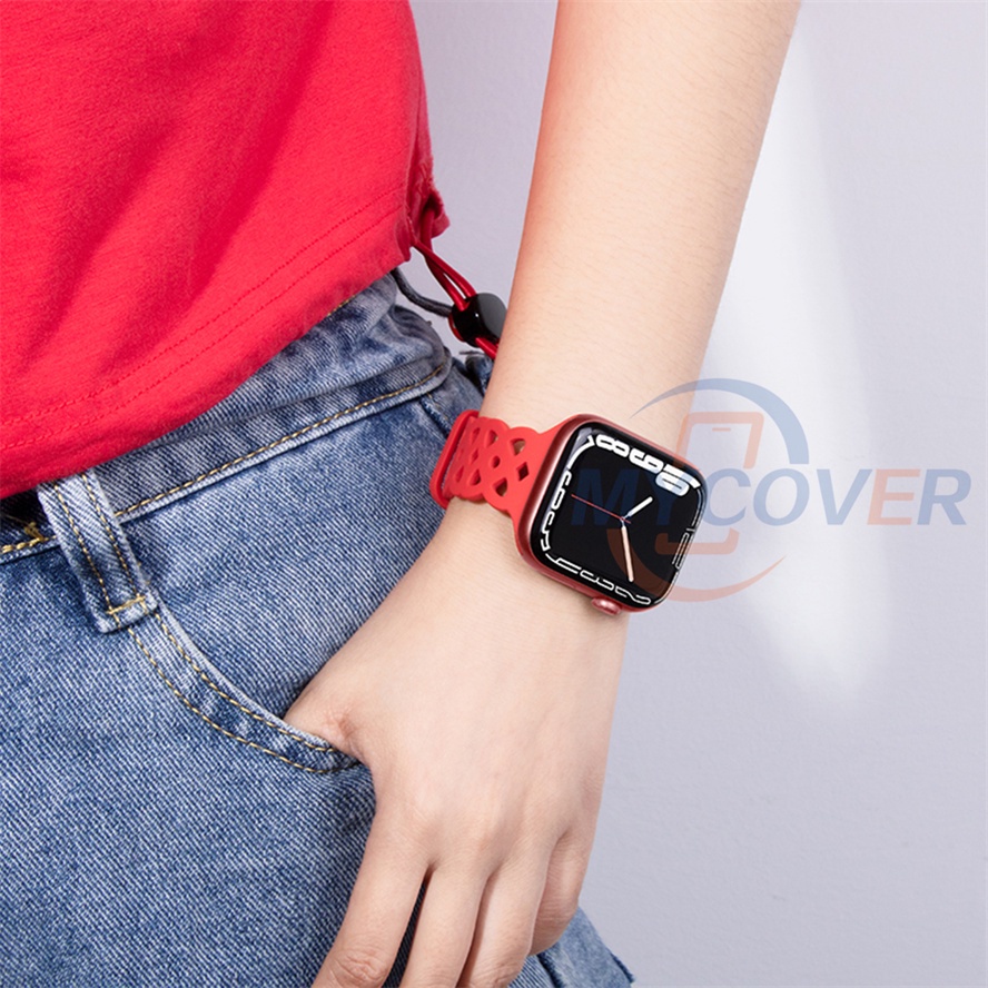 Dây Đeo Silicone Cho Đồng Hồ Thông Minh Apple Watch Series Ultra 8 7 6 SE 5 4 3 2 1 Kích Thước 49mm 41mm 45mm 44mm 42mm 40mm 38mm