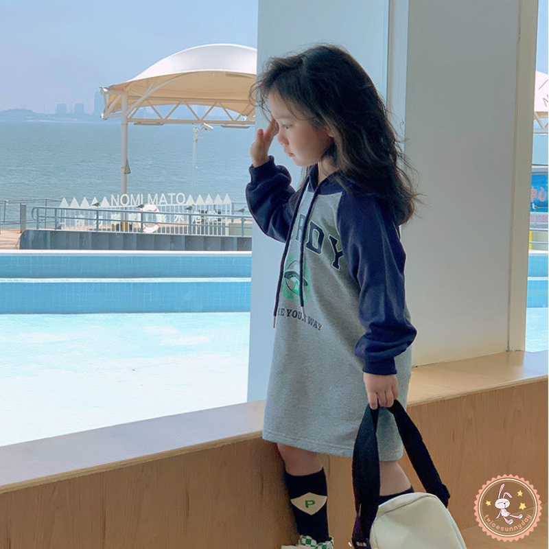 Đầm Công Chúa Tay Dài Có Nón In Họa Tiết Hoạt Hình Dễ Thương Thời Trang Thu Đông Cho Bé Gái