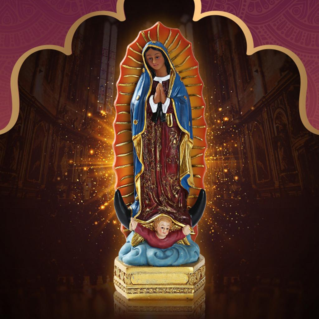 Tượng Điêu Khắc Hình Đức Mẹ Guadalupe Virgin Mary Kích Thước 8 "Tinh Tế Trang Trí Giáng Sinh