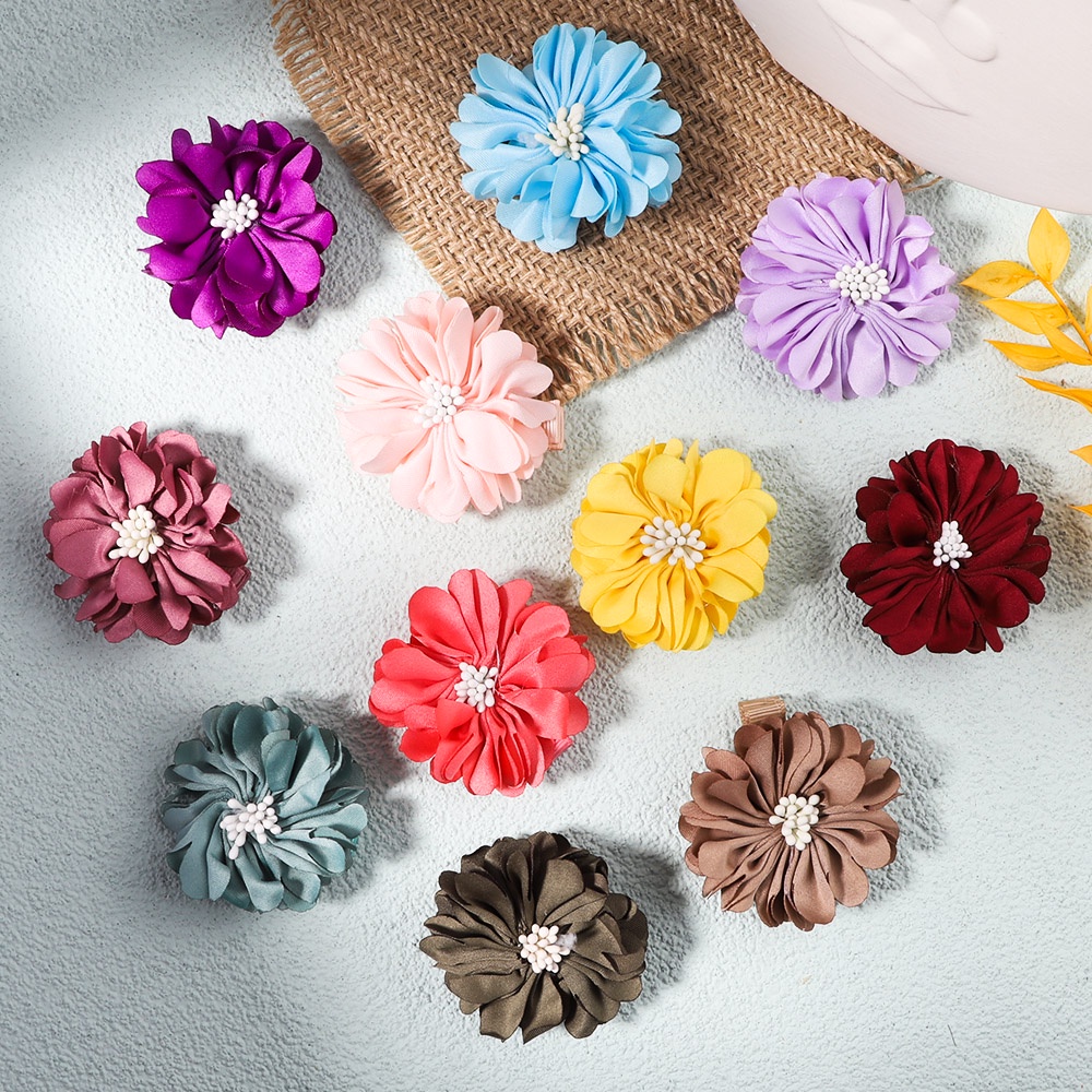 Set 5 kẹp tóc nơ RAINBOW BOWS màu trơn ngọt ngào cho bé gái