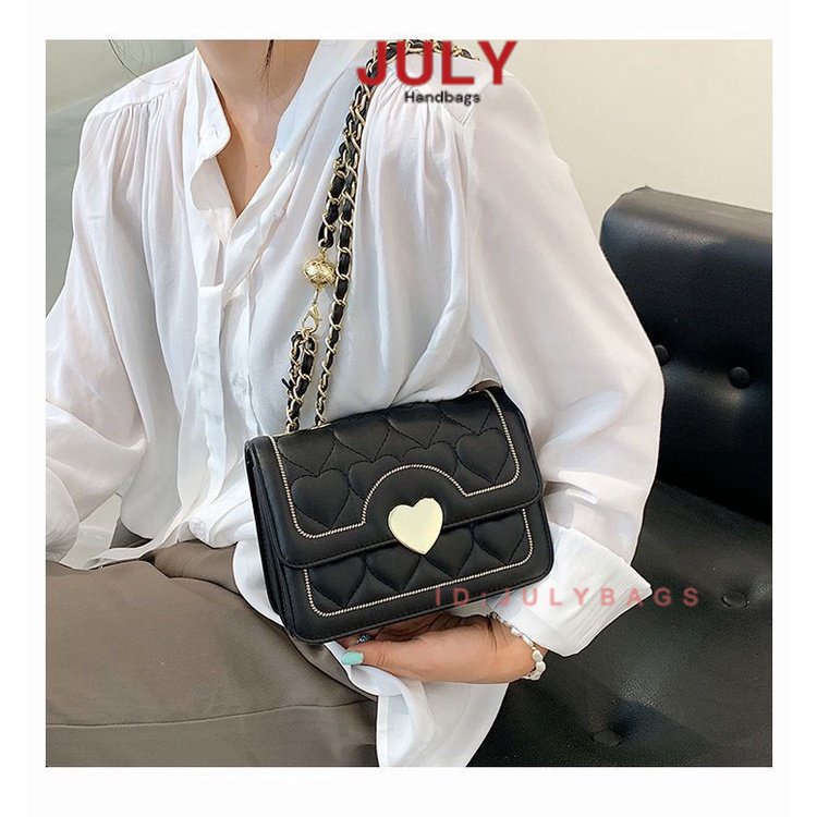 Túi đeo chéo nữ dây xích vintage hàn quốc dễ thương năp hình trái tim túi hộp vuông xách nữ đẹp đi chơi