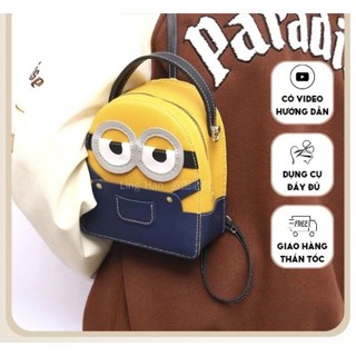 Túi Đeo Chéo Hand made, Balo Minion Handmade Balo Tự Khâu size 20, Đầy đủ phụ kiện