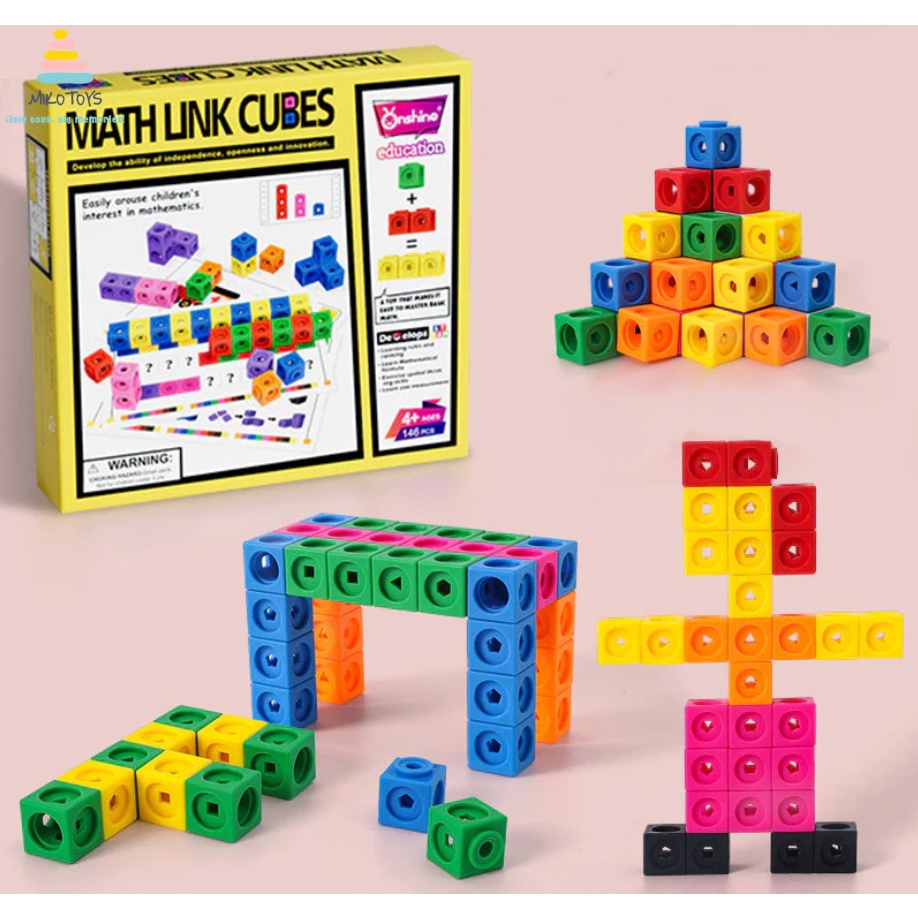 MiKoToys -  Đồ Chơi Toán Học Mathlink Cubes - Number Block, Bé Học Toán Và Xếp Hình 100 khối 10 màu 