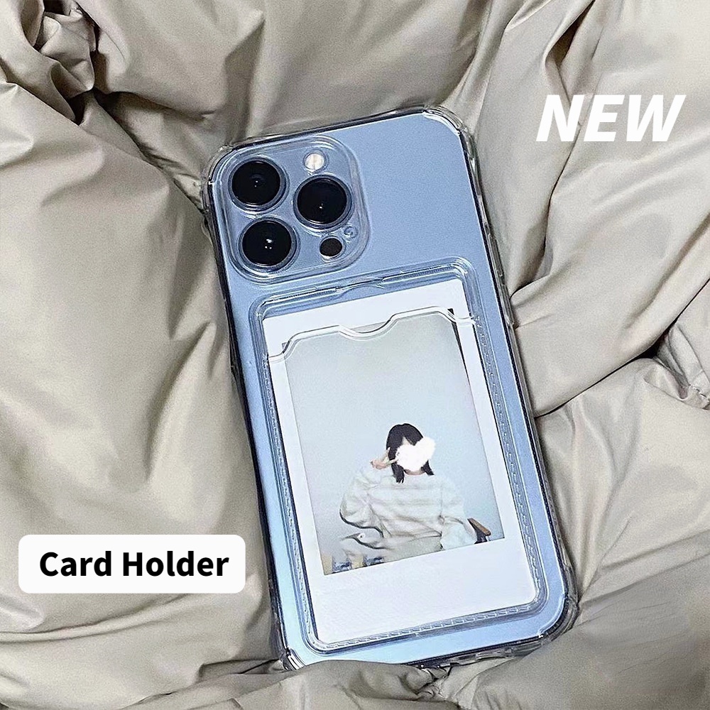 Ốp Điện Thoại Trong Suốt Chống Sốc Có Ngăn Đựng Thẻ Cho iphone xr x xs max 15 pro max 14 13 12 11 pro max plus