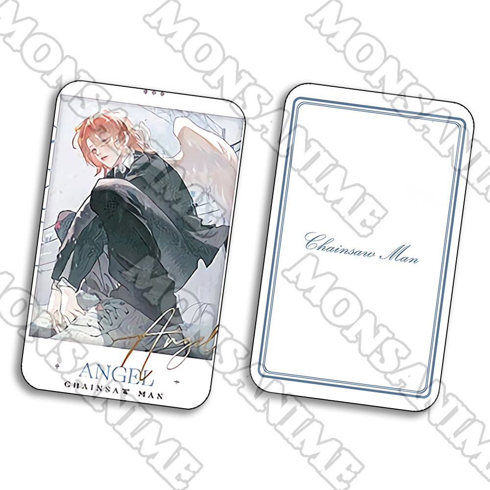 Ảnh card bo góc in hình CHAINSAW MAN Thợ săn quỷ ver Mắt Đậm thẻ bo viền 5*8cm anime chibi sưu tầm 1 tấm