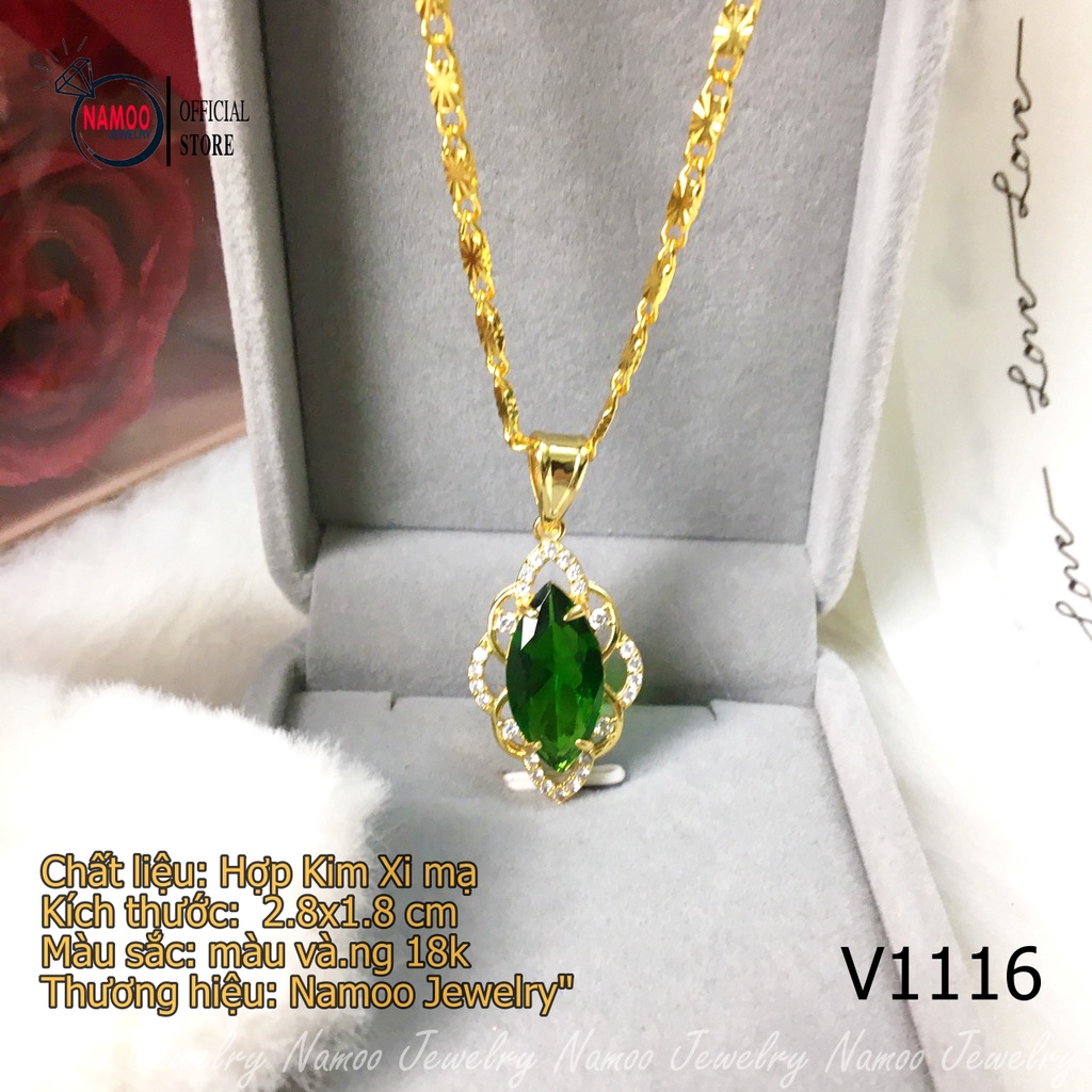 Dây Chuyền Khảm Đá Lục Bảo Cực Đẹp Cực Chất Cho Nữ V1116 Namoo Jewelry