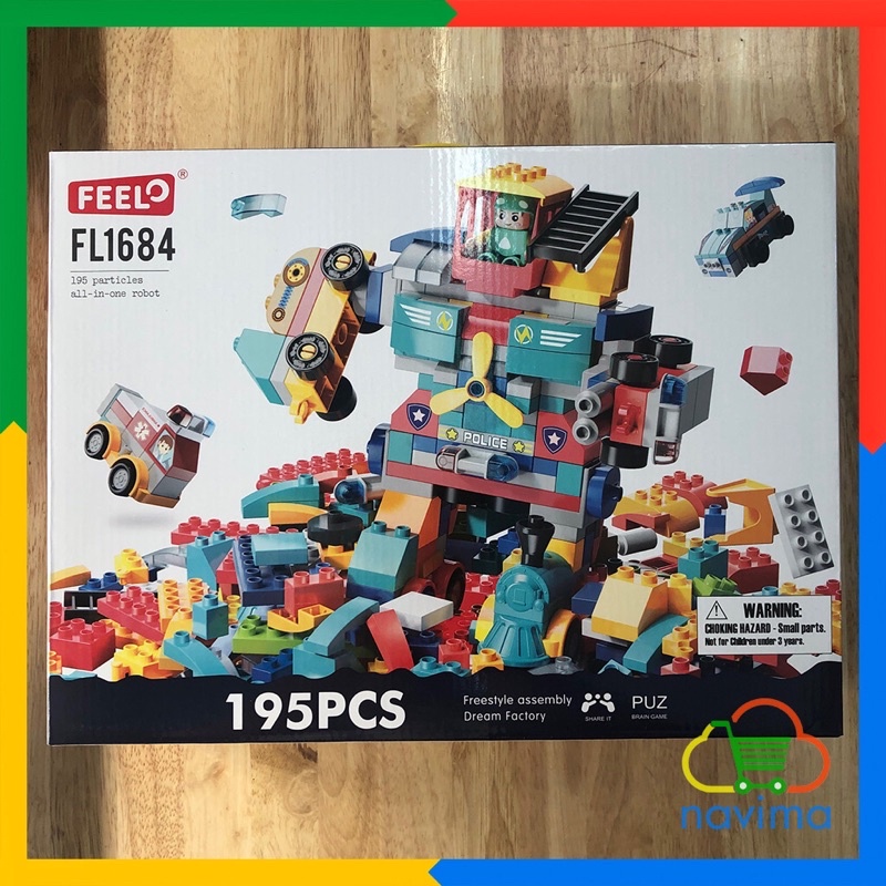 Xếp Hình Lego Duplo Feelo Robot Biến Hình 195 Chi Tiết To Dễ Lắp Ghép Cho Bé