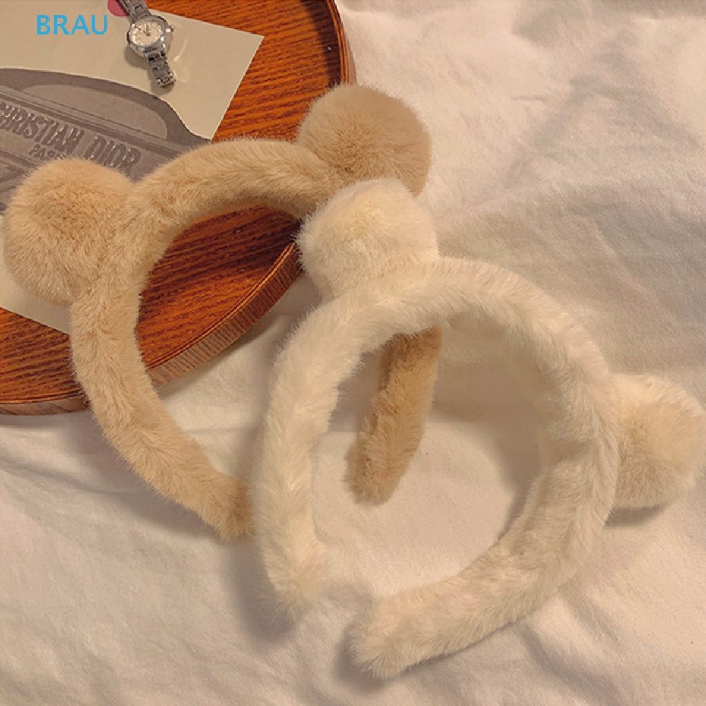 Băng Đô Cài Tóc Hình Tai Gấu Bằng Lông Nhung Dễ Thương Xinh Xắn