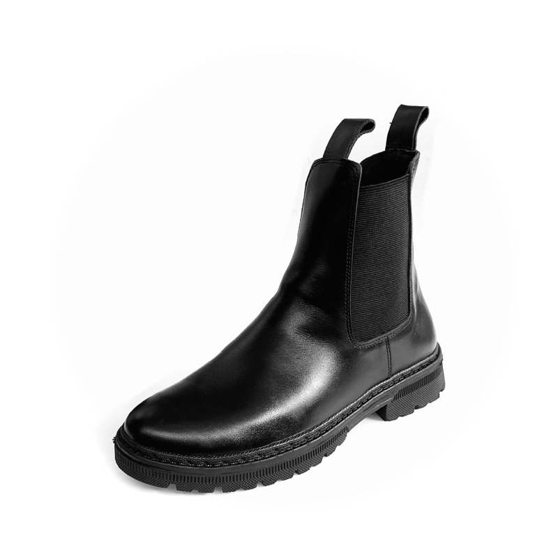 Giày nam Chunky Chelsea boot da bò thật TEFOSS HT600 cao cổ size 38-45- DA TRƠN,ĐẾ CAO 5cm,KHÂU ĐẾ