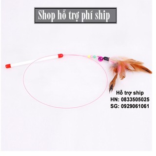 Hỗ trợ Ship- Đồ chơi cần câu mèo bằng thép gắn lông dành cho mèo