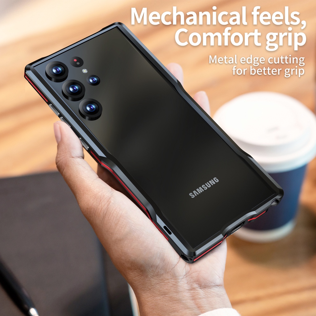 LUPHIE Ốp Lưng Khung Nhôm Cho Điện Thoại Samsung Galaxy S23 Ultra S23Ultra