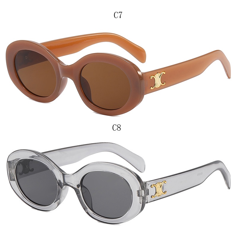 Kính Mát Hình Oval Chống Tia Cực Tím Phong Cách Retro Thời Trang Cho Nam Nữ