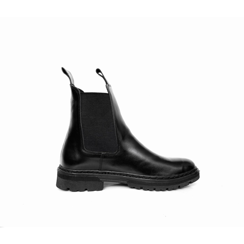 Giày nam cao cổ Chunky Chelsea boot da bò thật TEFOSS HT600 tăng cao 5cm size 38-45- DA TRƠN,KHÂU ĐẾ