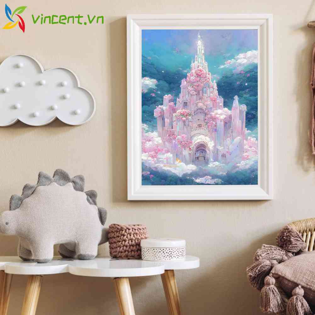 Tranh Đính Đá Kim Cương Toàn Bộ 5D DIY Hình Lâu Đài