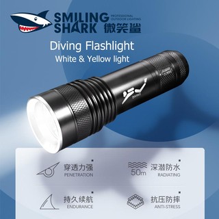 Smilingshark q18 đèn pin t6 ipx8 chống thấm nước sử dụng pin sạc dài 50m tiện lợi