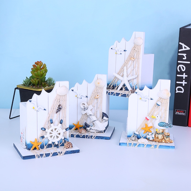 Giá Đỡ Bút Bằng Gỗ Để Bàn Trang Trí Nhà Cửa Phong Cách Địa Trung Hải