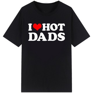 Áo thun nam ngắn tay in chữ i love hot dads red heart thời trang hàn