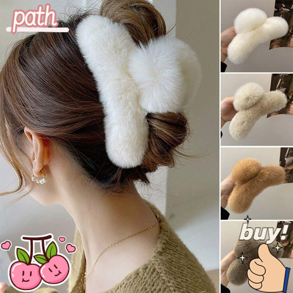 Kẹp Tóc Càng Cua Đính Lông Giả Kiểu Hàn Quốc Thời Trang Thu Đông