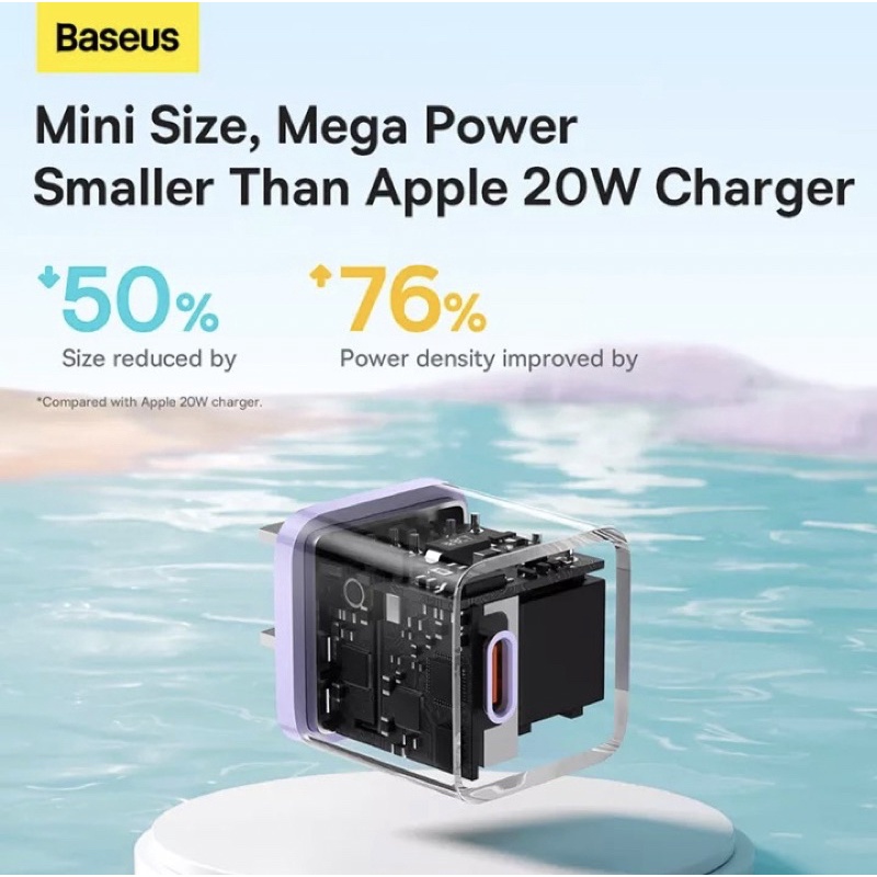 Bộ sạc nhanh 20W Basseus Gan 5 Bộ sạc USB Type C 1C 20W hỗ trợ cáp dữ liệu sạc nhanh PD Type C to L