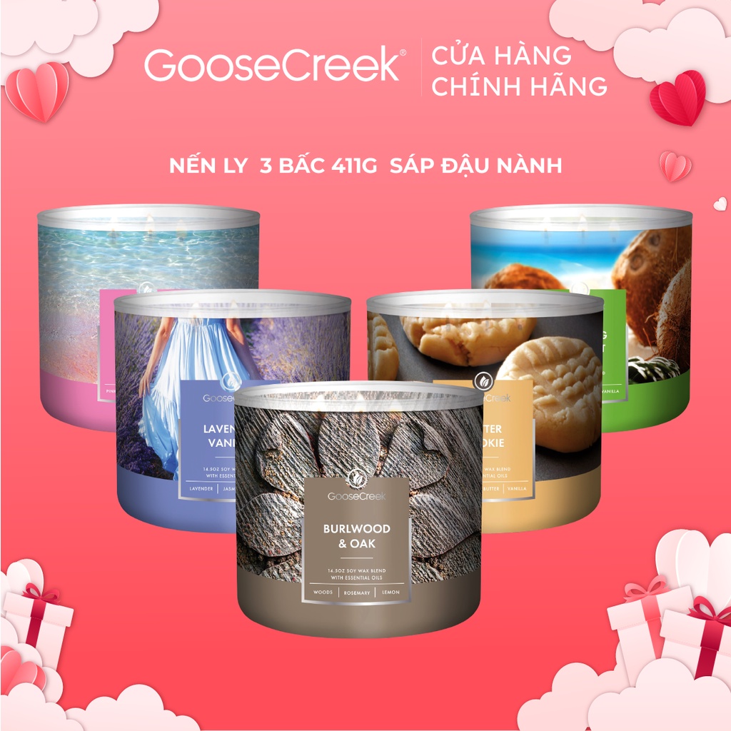 Nến Ly 3 Bấc Sáp Đậu Nành Goose Creek 14.5oz - 411g - Nhiều Mùi Hương