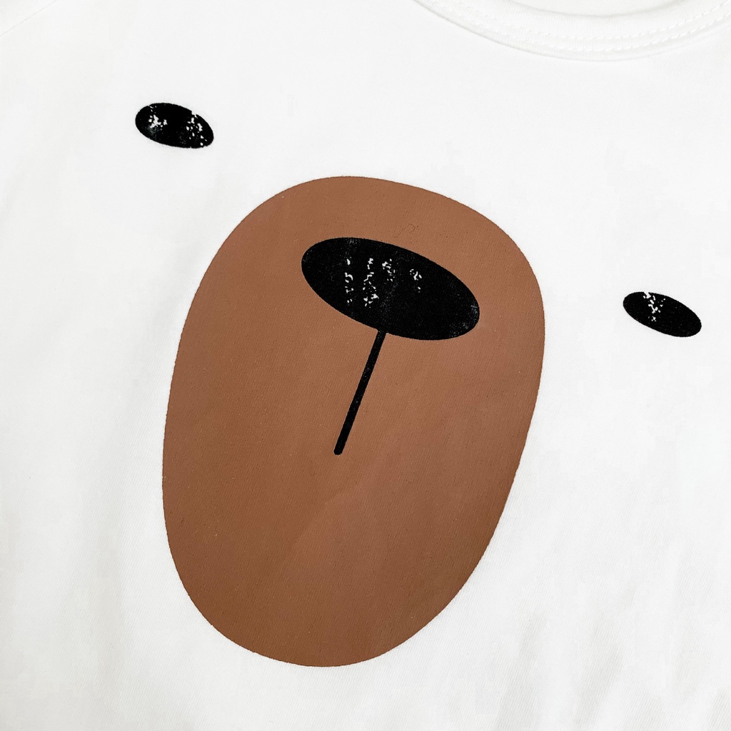 Set áo liền quần &amp; mũ trùm đầu in hình gấu dành cho trẻ sơ sinh