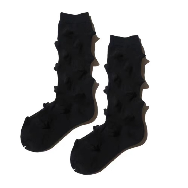 Xiangbao Vớ Cotton Dài Ngang Bắp Chân Màu Trơn Họa Tiết Nhím Gai 3D Thời Trang Harajuku Dễ Thương Dành Cho Bạn Nữ