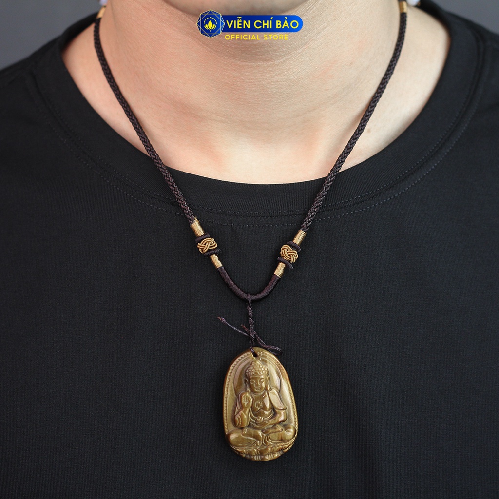 Mặt dây chuyền đá phong thủy phật a di đà đá mắt hổ thời trang phụ kiện trang sức Viễn Chí Bảo M200315