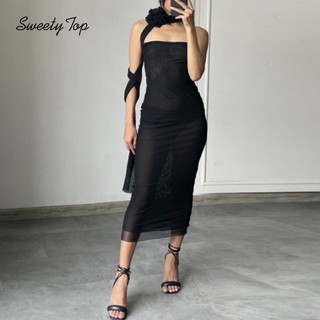 LanLanLo Nữ Màu Trơn Rời Vai Gợi Cảm Lưng Slim Fit Đầm Dự Tiệc