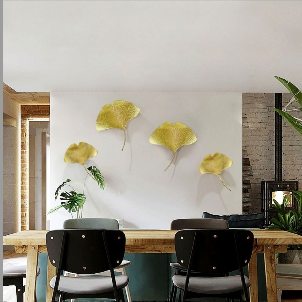 Light Luxury Wall Decoration Ginkgo Leaf Aisle Lobby Room Background Wall Wall Hanging Creative Livi