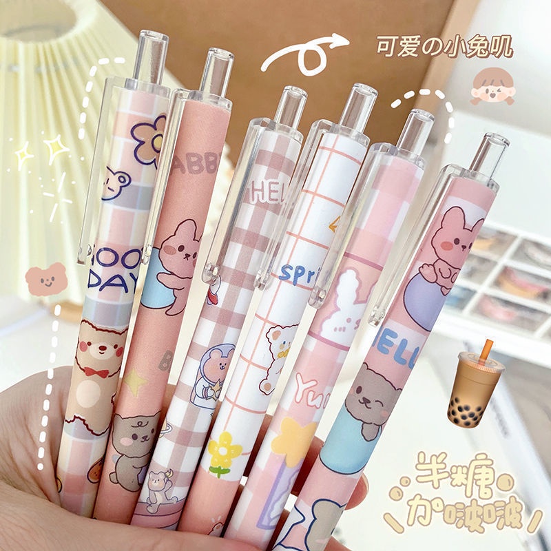 Enjoymore Bút Bi Cute Hình Gấu Mực Xanh / Đen Ngòi Bấm 0.5mm Mực Gel Dễ Thương Màu Viết Bi Nước Muji