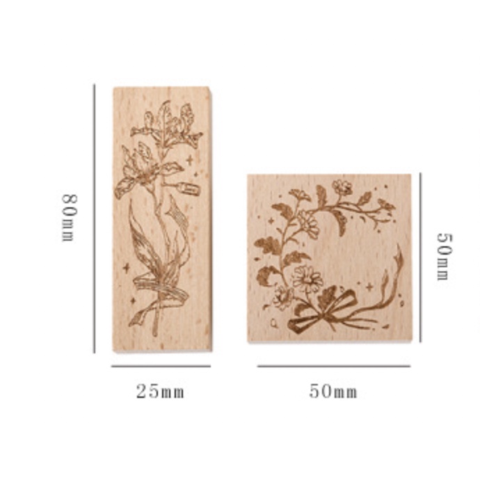 Con dấu gỗ trang trí FOUR WILD FLOWERS Series