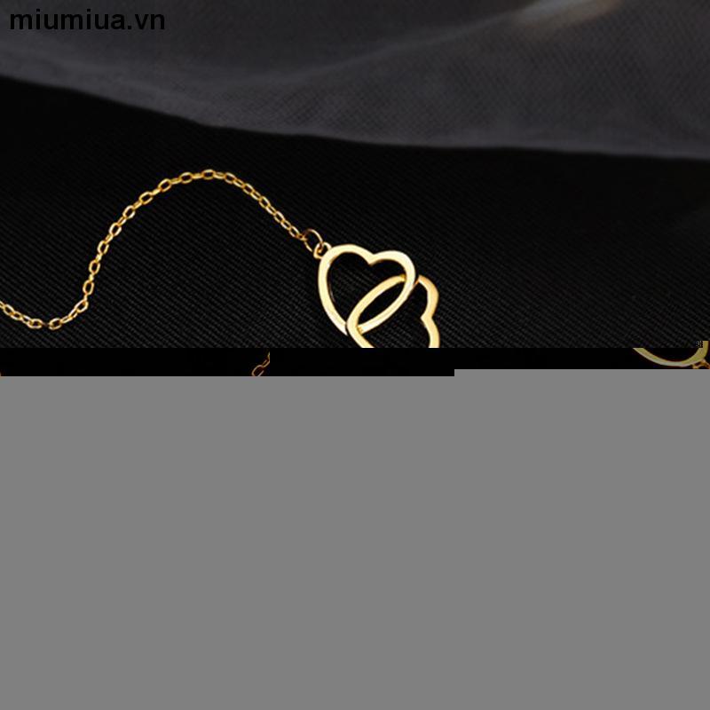 miumiuaVòng Cổ Choker Mặt Trái Tim Đôi Sáng Tạo Thanh Lịch Dành Cho Nữ