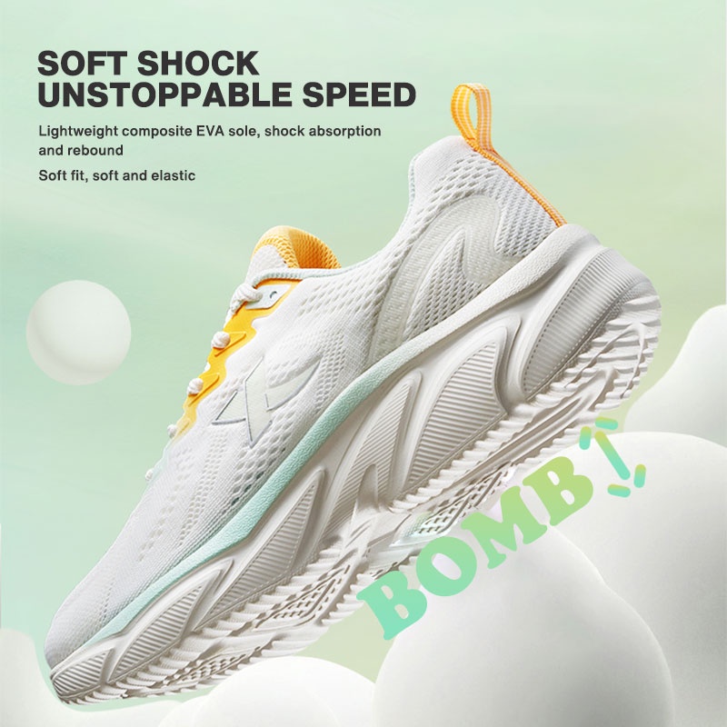 Giày Chạy Bộ Màu Trắng Khối Lượng Nhẹ Thoải Mái Chống Mòn Cho Nữ