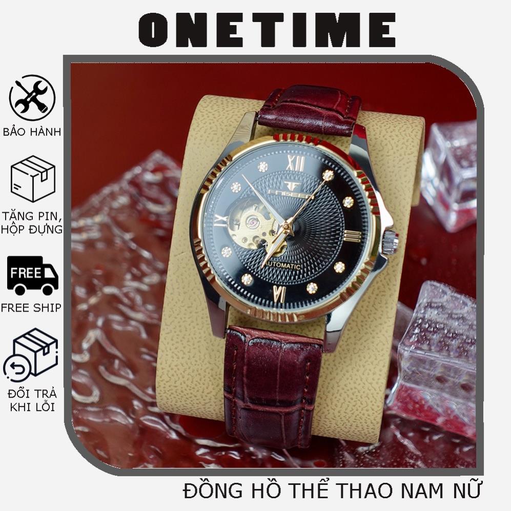 Đồng hồ nam FNGEER, đồng hồ cơ vỏ thép dây cao su OneTime cực đep, sang trọng