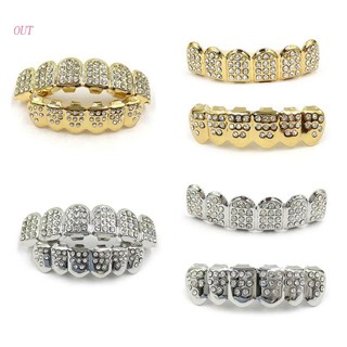 Tốt nhất răng mạ vàng / bạc đính kim cương hip hop trên và dưới mặt dễ phối đồ phong cách hip hop rapper